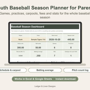 Sports Mom Planner Bundle | Soccer, Football, Baseball and Dance Season Planners | Kids Activity Spreadsheet Set image 4