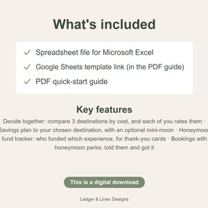 Honeymoon Planner Spreadsheet | Honeymoon Budget | Honeymoon Fund Tracker | Destination Comparison | Newlywed Travel Planner image 7