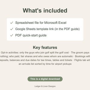Bachelor Party Planner Spreadsheet | Bachelor Weekend Itinerary | Cost Splitter | Golf and Casino Trip | Groomsmen Planner image 6