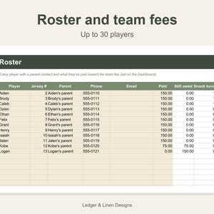 Youth Football Coach Planner Spreadsheet | Depth Chart Template | Snap Count Tracker | Team Roster for 30 Players image 5