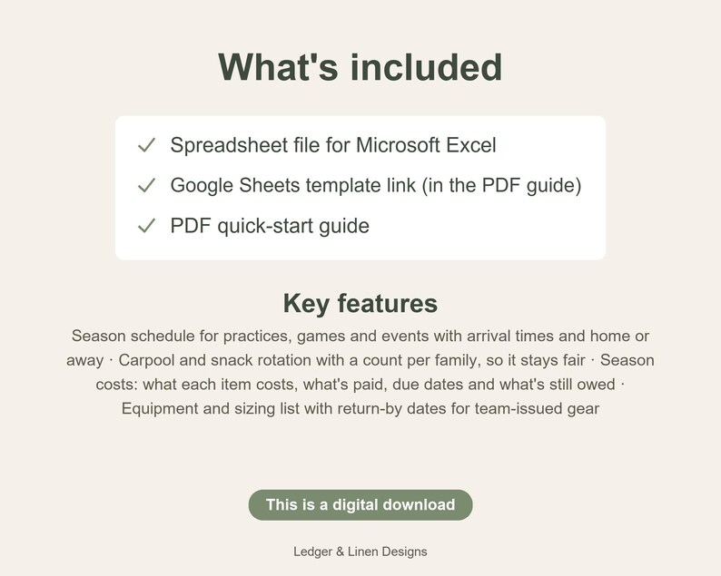 Arkusz kalkulacyjny do planowania sezonu futbolu młodzieżowego | Harmonogram mamy piłkarza | Śledzenie wspólnych przejazdów, opłat i sprzętu | Sporty dziecięce zdjęcie 6
