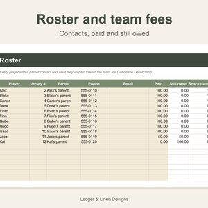 Youth Baseball Coach Planner Spreadsheet | Fielding Chart by Inning | Batting Order | Pitch Count Tracker | Roster image 5