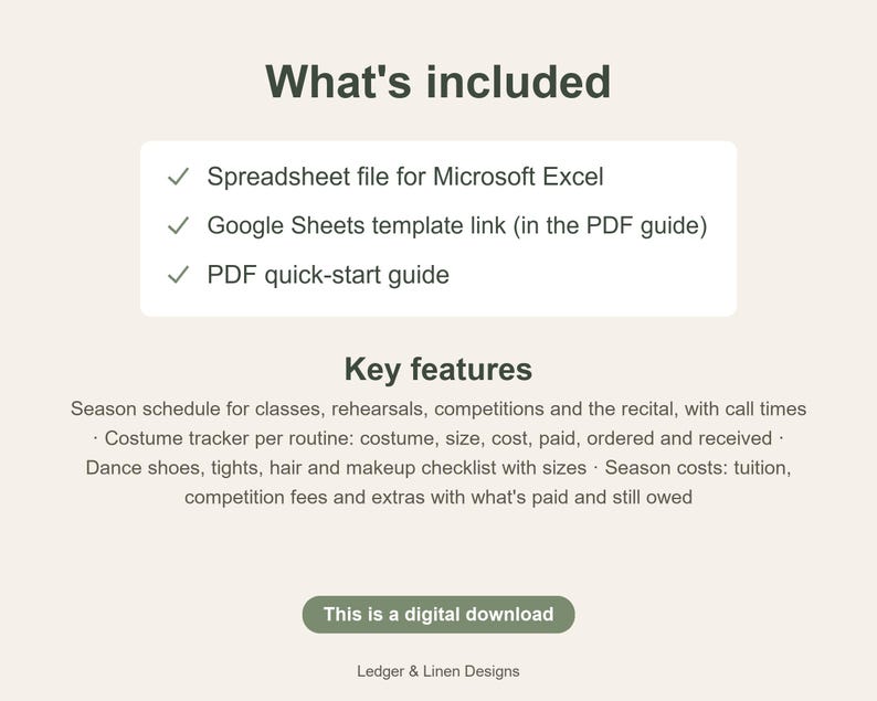 Dance Mom Planner Spreadsheet | Dance Season Schedule | Costume Tracker | Competition and Recital Planner | Tuition image 6