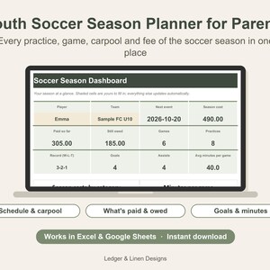 Sports Mom Planner Bundle | Soccer, Football, Baseball and Dance Season Planners | Kids Activity Spreadsheet Set image 2