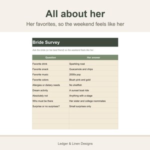 Bachelorette Party Planner Spreadsheet | Bachelorette Weekend Itinerary | Cost Split | Bride Survey | Beach Bachelorette image 5