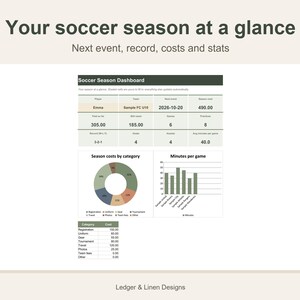 Youth Soccer Season Planner Spreadsheet | Soccer Mom Schedule | Carpool and Team Fees Tracker | Kids Sports Planner image 2