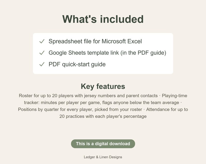Youth Soccer Coach Planner Spreadsheet | Playing Time Tracker | Team Roster and Attendance | Soccer Lineup by Quarter image 6