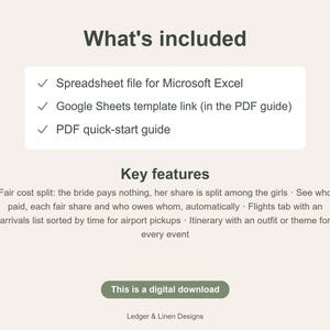 Bachelorette Party Planner Spreadsheet | Bachelorette Weekend Itinerary | Cost Split | Bride Survey | Beach Bachelorette image 6