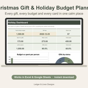 Christmas Gift Tracker Spreadsheet | Holiday Budget Planner (Digital Download)