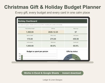Christmas Gift Tracker Spreadsheet | Holiday Budget Planner (Digital Download)