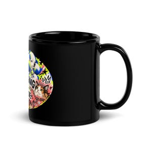 Tazza nera "Belonging Has No Dress Code", tazza da caffè con gatto e cane in stile Edgy, DoctorAtlas