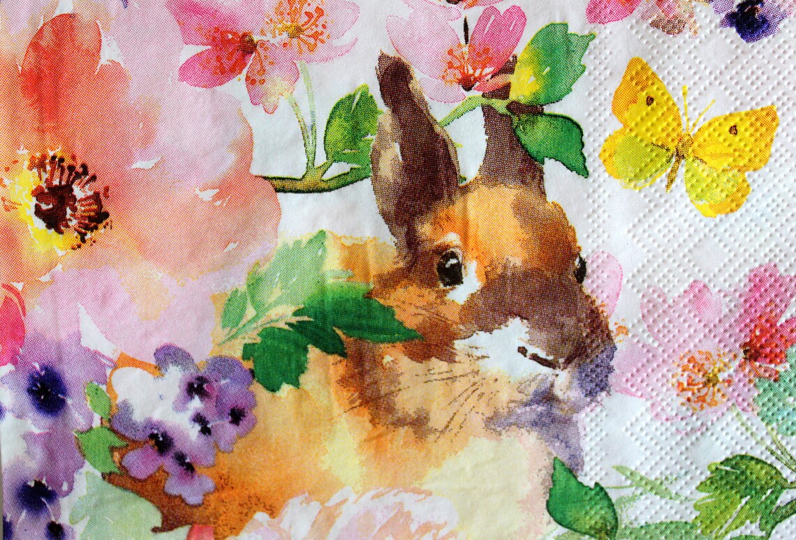 Decoupage Bunny Rabbit Napkin3 Paper Napkins for Etsy