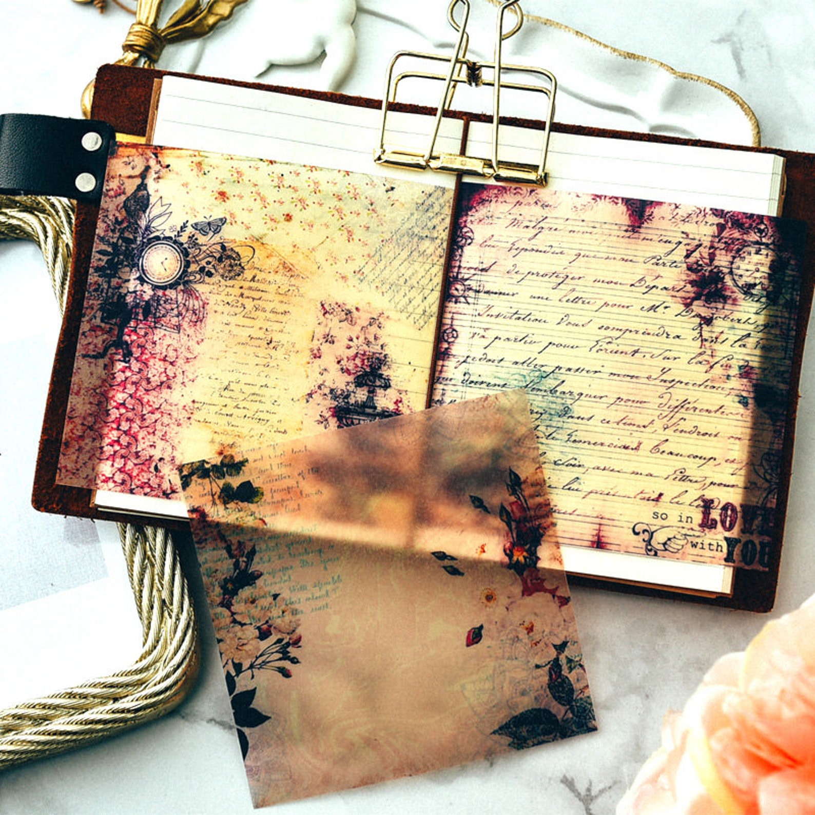 10 Piece Vintage Vellum Self Adhesive Stickers4 Inch Square Etsy