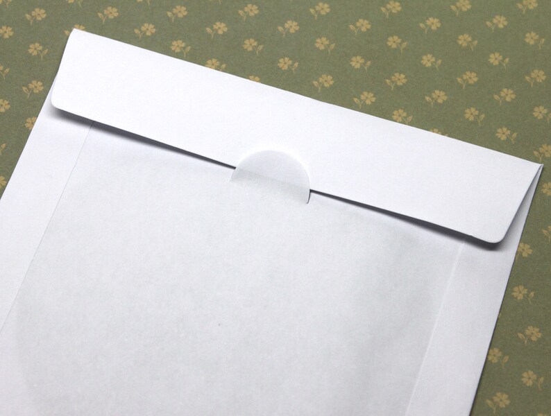 CD Sleeves*White Window Envelopes*5x5 Envelope with flap and Tuck*Set of 10 CD Sleeves*Junk Journal Storing Scrapbook