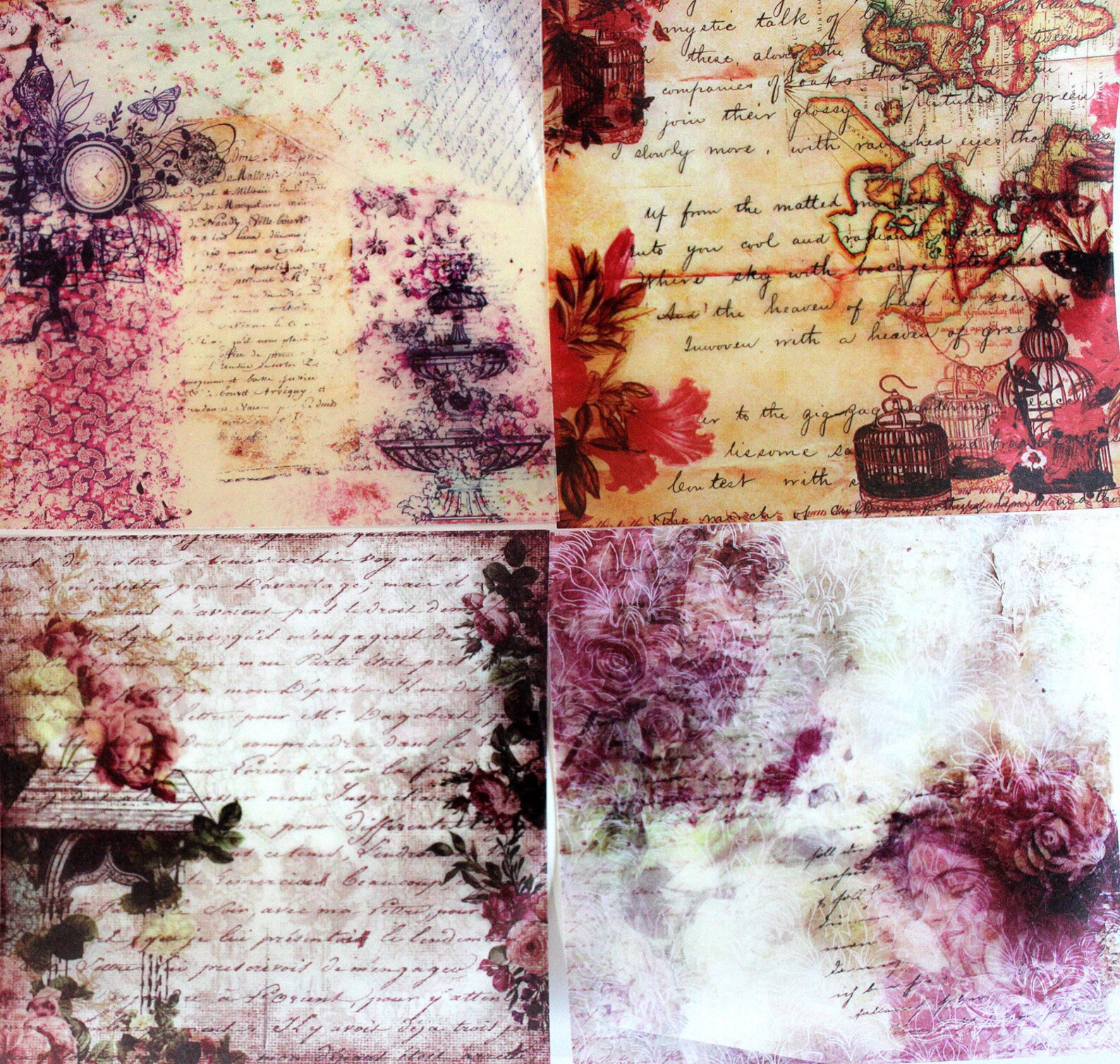 10 Piece Vintage Vellum Self Adhesive Stickers4 Inch Square Etsy