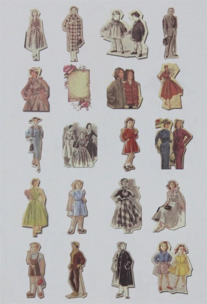 Vintage Fashion*60 Pcs Retro Fashion Die Cut Stickers*Washi Paper People Stickers*Journal Scrapbook Card Mixed Media Supply