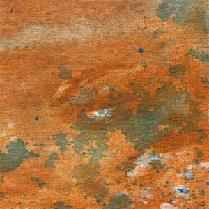Original Contemporary Abstract Mixed Media Painting on Canvas Cloth 5&quot;x5&quot; Yellow, Blue, White  u3v6