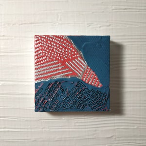 Mini Mixed Media Painting on Tiny Canvas 2&quot;x2&quot; Pink, Silver, Grey Blue mmb2