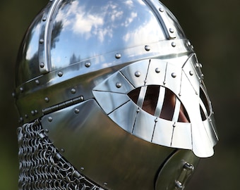Armstreet Steel Viking Helmet "Gjermundbu"; Combat Helm; Historical Reenactment Armor; LARP; SCA; Cosplay; Ren Fair; Norse Warrior armor
