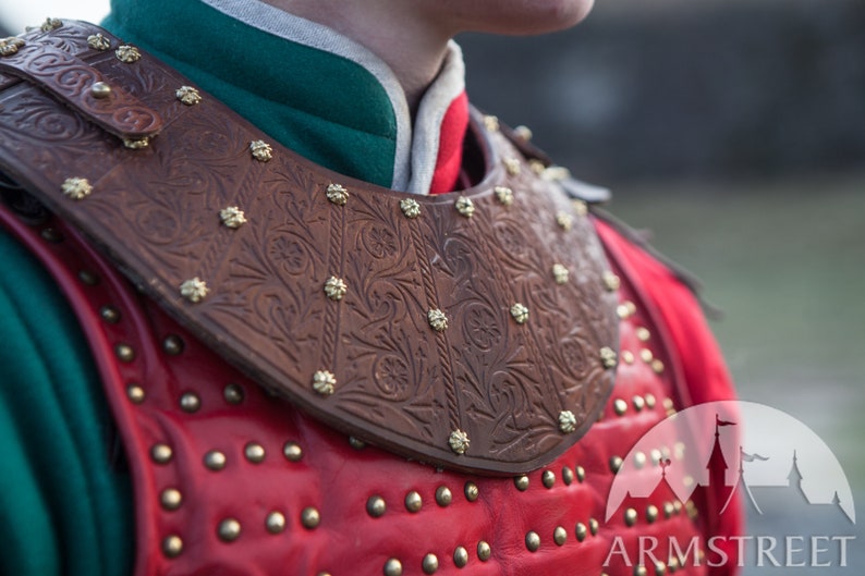 Armstreet Viking Leather Gorget Brigandine Gorget Bird of Prey LARP SCA Ren Fest Cosplay Historical Reenactment armor image 3