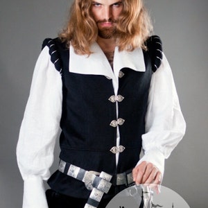 Armstreet Renaissance Mens Shirt and Vest Set Chevalier LARP SCA Ren Fest Cosplay Renaissance Historically accurate clothes image 6