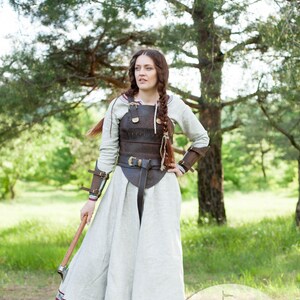 Armstreet Medieval Viking Leather Armor Corset Shieldmaiden LARP SCA Cosplay Ren Fair Female Combat Protection image 6