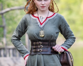 Armstreet Viking War Corset Belt with Embossing “Gudrun the Wolfdottir”; Leather Kidney Belt; LARP; SCA; Ren Fest Cosplay Valkyrie's Corset