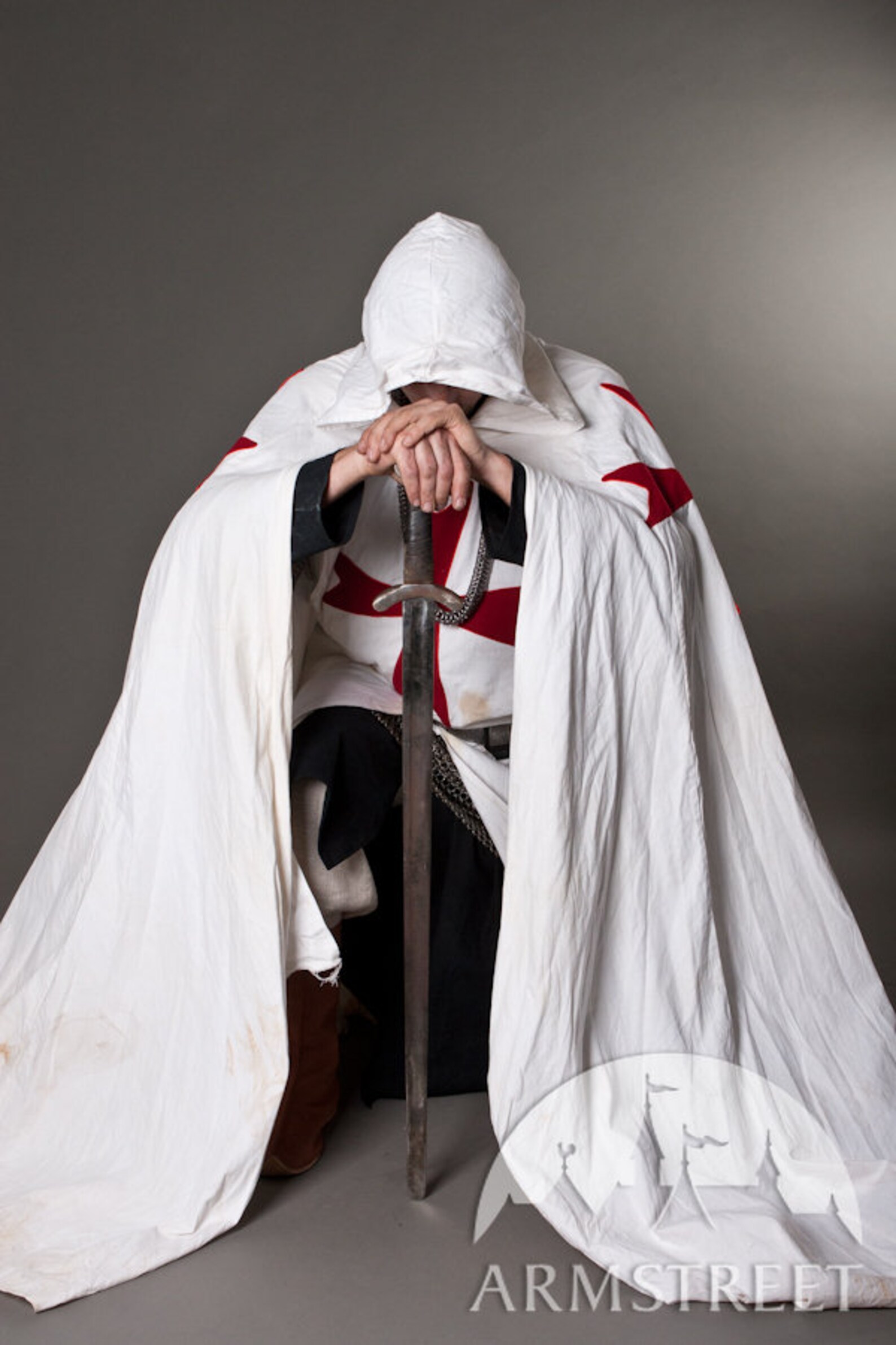 Knight Crusader Templar Medieval Cotton White Cloak with Etsy