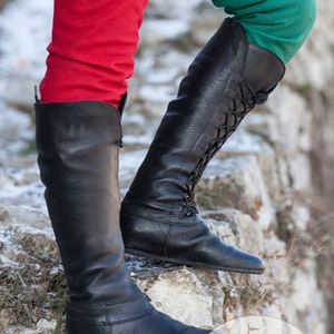 In Stock! Armstreet Medieval Men's High Leather Boots "Forest"; LARP; SCA; HEMA; Ren Fest Cosplay footwear