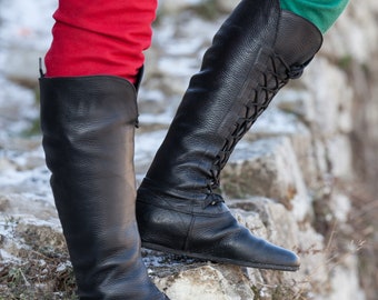 In Stock! Armstreet Medieval Men's High Leather Boots "Forest"; LARP; SCA; HEMA; Ren Fest Cosplay footwear