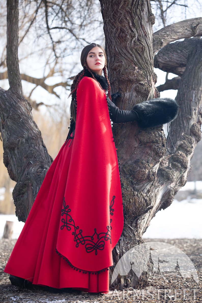 Conjunto de invierno de fantasía medieval de Armstreet Reina de Shamakhan Medieval LARP SCA Feria Ren Cosplay Recreación Histórica Traje Noble imagen 1