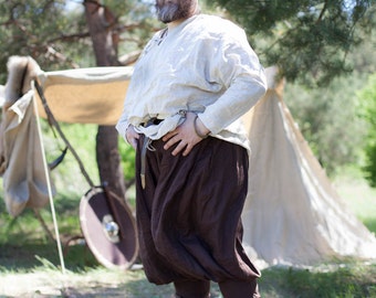 Armstreet Medieval Viking Baggy Pants; LARP; SCA; Ren Fest Cosplay; Renaissance Medieval Historical Reenactment linen trousers; Fixed sizes!