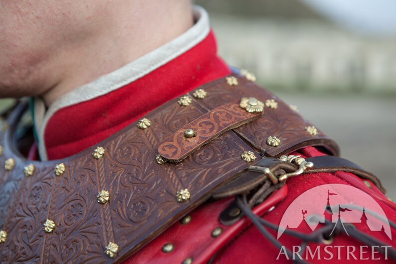 Armstreet Viking Leather Gorget Brigandine Gorget Bird of Prey LARP SCA Ren Fest Cosplay Historical Reenactment armor image 8