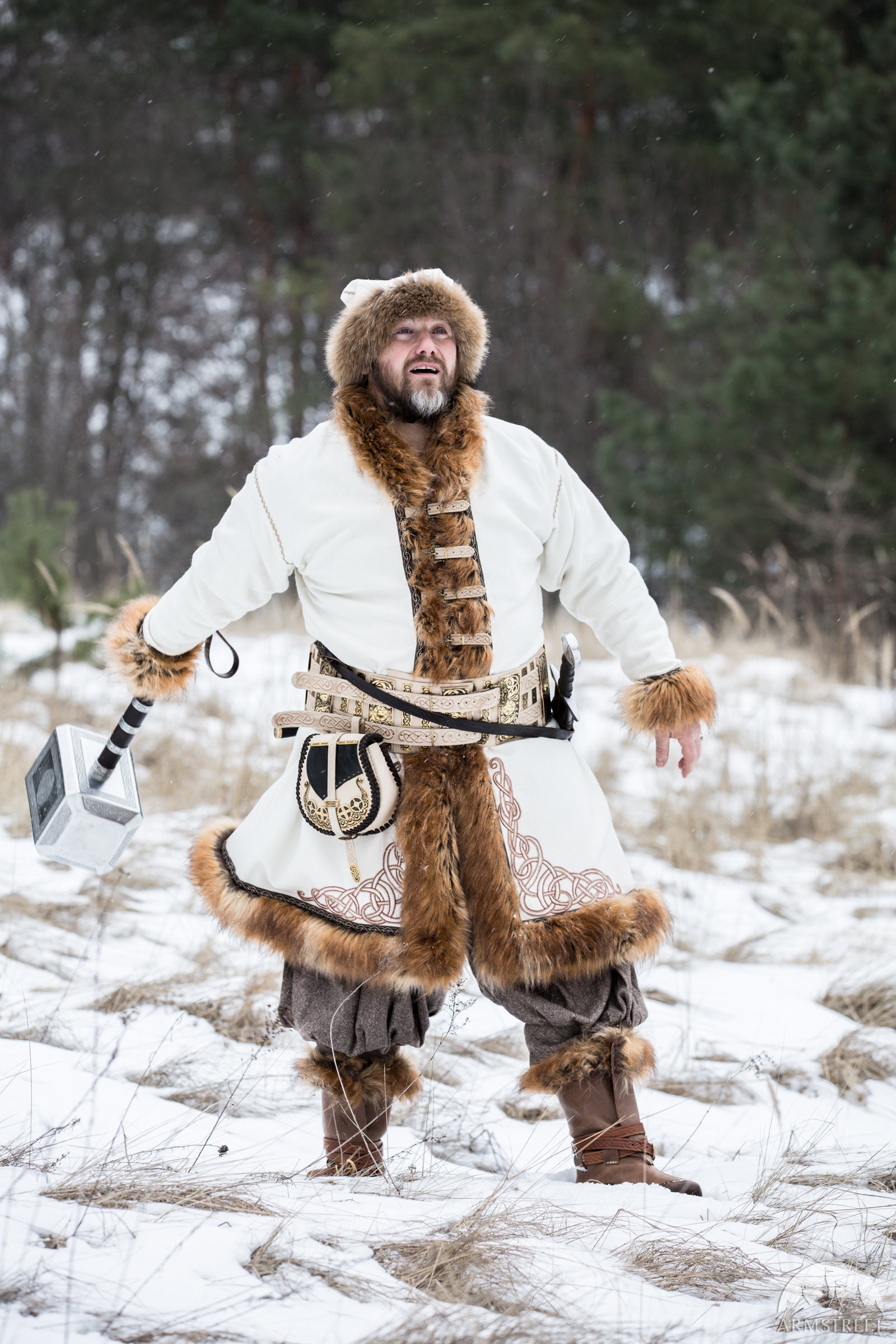 Viking arborist style fur coat