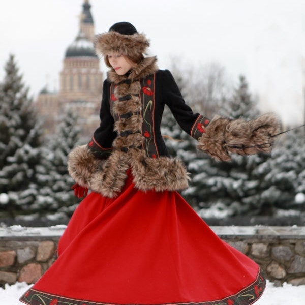 Falda larga de lana Armstreet “Royal Ball”; LARP; SCA; Cosplay; Traje folklórico eslavo de recreación histórica medieval