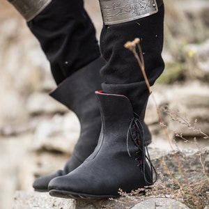 Ankle Boots With Contrasting Lining for Men Medieval Fantasy Leather ...