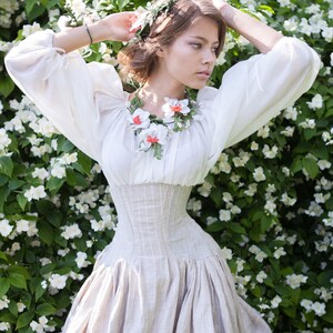 Armstreet Corset with wide skirt "Snow White"; Wedding; LARP; SCA; Cosplay; Ren Fair; Medieval Fantasy; Historical Reenactment Noble garb