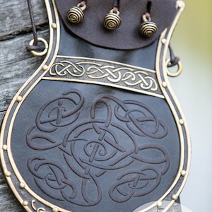 Armstreet Medieval Leather coin pouch with brass accents “Gudrun the Wolfdottir”; HEMA; LARP; SCA; Ren Fest Cosplay; Reenactment belt purse