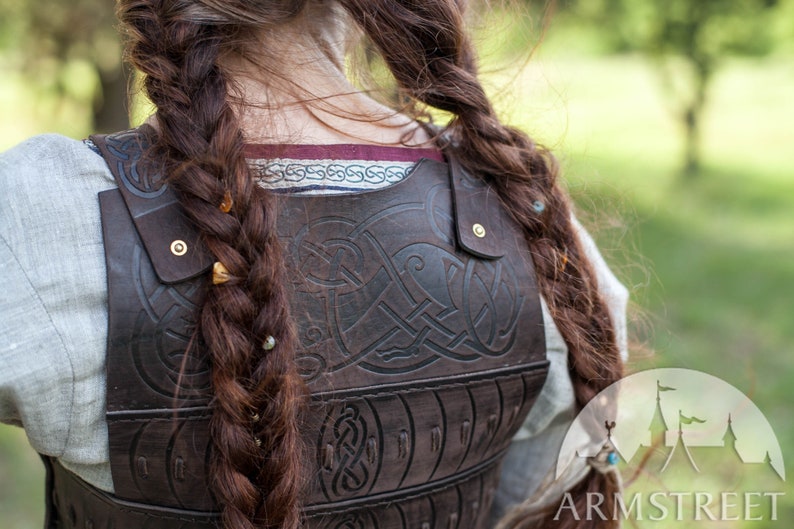 Armstreet Medieval Viking Leather Armor Corset Shieldmaiden LARP SCA Cosplay Ren Fair Female Combat Protection image 4