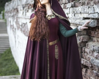 Armstreet Medieval Hooded Wool Cloak "Sansa"; Renaissance; LARP; SCA; Ren Fair; Cosplay Historical Reenactment Noble Cape