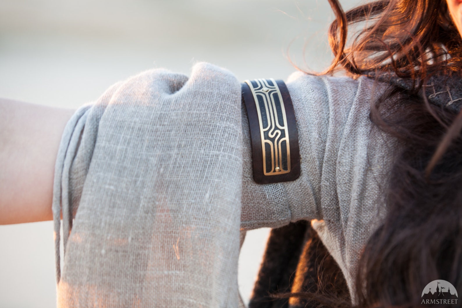 Leather Arm Cuff Biceps Bracelet Labyrinth Etsy