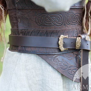 Armstreet Medieval Viking Leather Armor Corset Shieldmaiden LARP SCA Cosplay Ren Fair Female Combat Protection image 3