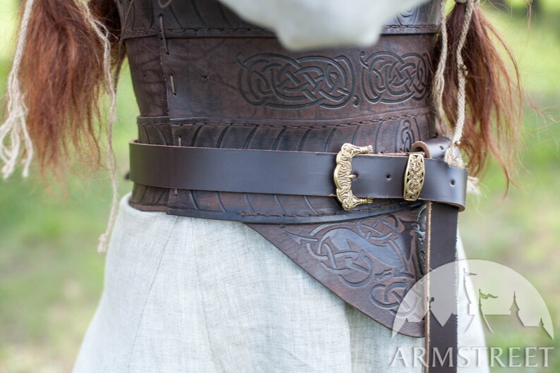 Armstreet Medieval Viking Leather Armor Corset Shieldmaiden LARP SCA Cosplay Ren Fair Female Combat Protection image 3