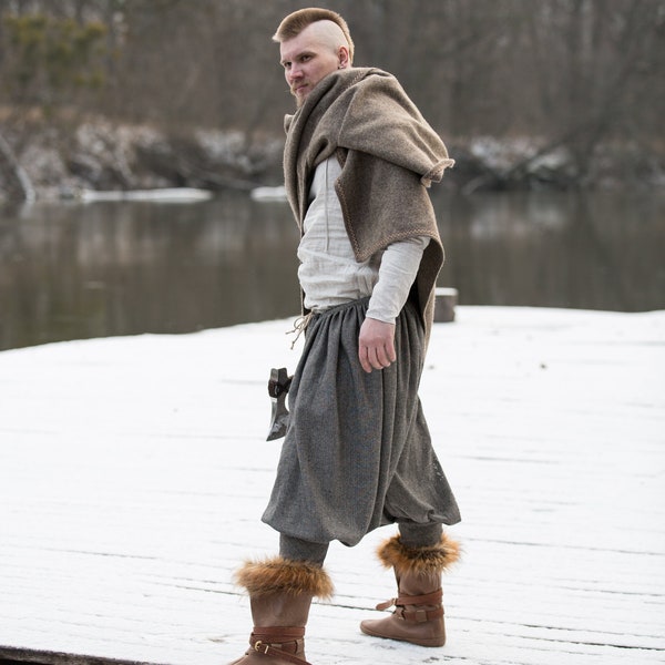 Armstreet Viking Wool blend baggy pants; “Olegg the Mercenary”; LARP; SCA; Ren Fest Cosplay; Medieval Historical Reenactment Warrior pants