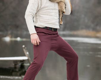 Armstreet Medieval Men's Cotton Pants; LARP; SCA; Ren Fest Cosplay; Renaissance Medieval Historical Reenactment trousers