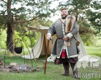 Armstreet Viking Overcoat Kaftan "Olaf el Rompetormentas"; LARP; SCA; Cosplay del Festival Ren; Abrigo de recreación histórica medieval