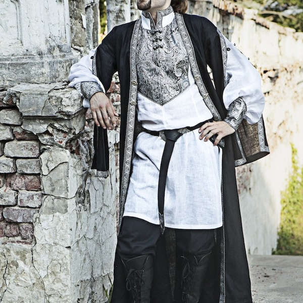 Armstreet Men's Medieval Surcoat with hanging sleeves; Renaissance; Historical Noble garb; LARP; Cosplay costume; In Stock! Fixed sizes!