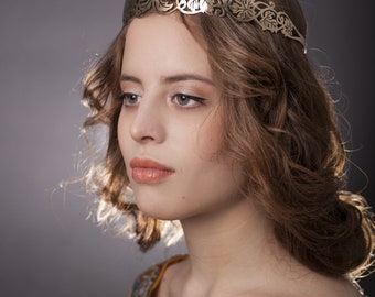 Armstreet Medieval Tiara "Forest Princess"; Wedding crown; LARP; SCA; Ren Fest cosplay; Noble diadem; Princess Circlet; Renaissace Coronet