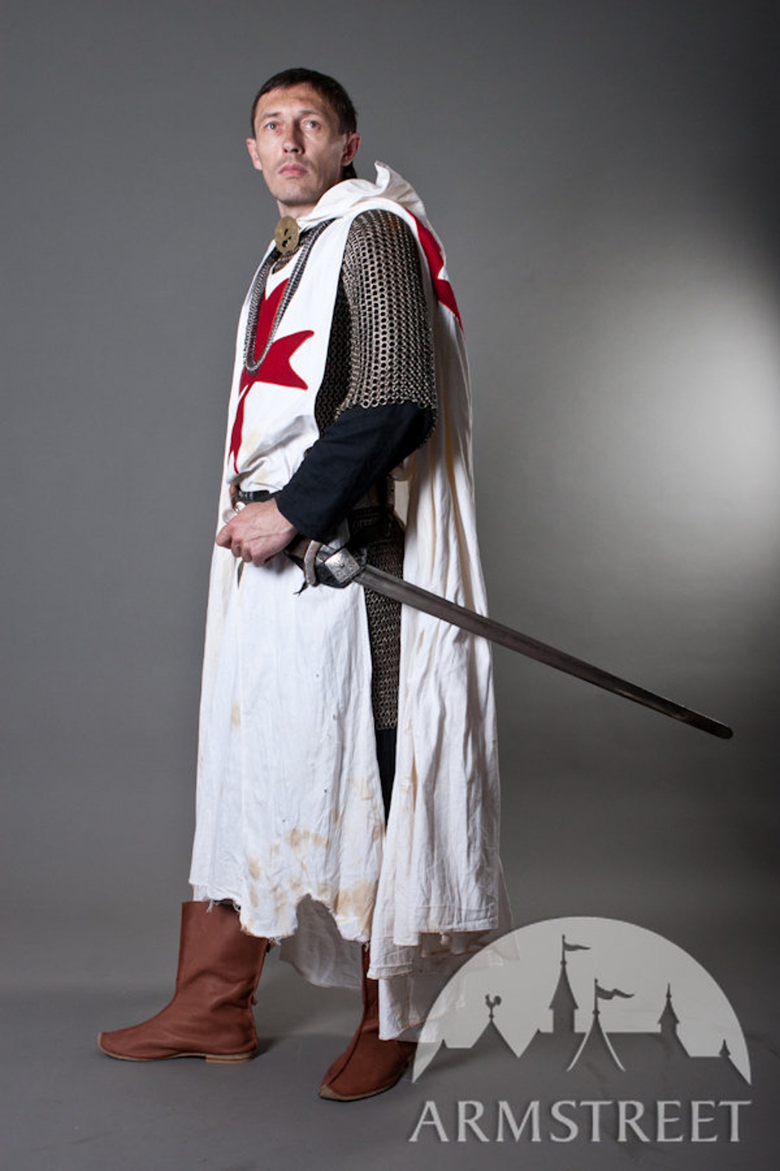 Knight Crusader Templar Medieval Cotton White Cloak with Etsy
