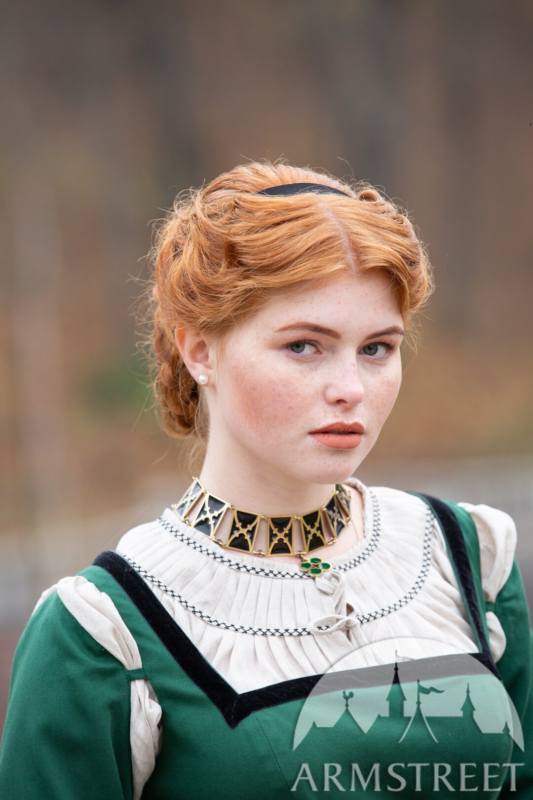 Larp Roses Armstreet Choker Style Enamelled Brass Necklace german Rose LARP SCA ...